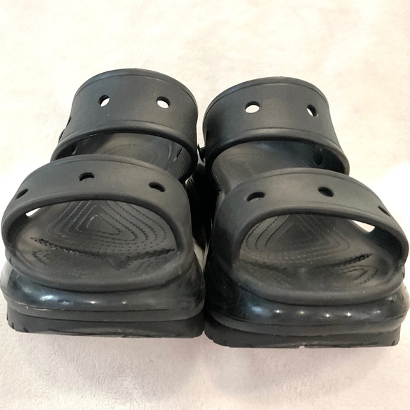 Black Crocs Mega Crush Chunky Platform Y2K Grunge Sandal Men— Sz 9 Wms Sz 11 - Picture 7 of 15